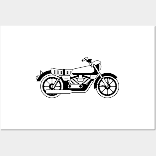 Illustration of stylized black and white motorcycle Posters and Art